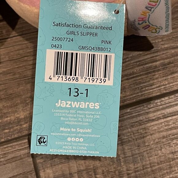 Squishmallow Slippers Girls Pink Dabria Donut Doughnut Plush Size 13-1 NEW - Picture 3 of 10